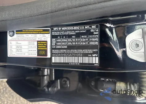 2016 Mercedes-Benz Gle 350 4Matic z USA, uszkodzony, nr VIN 4JGDA5HB2GA751053